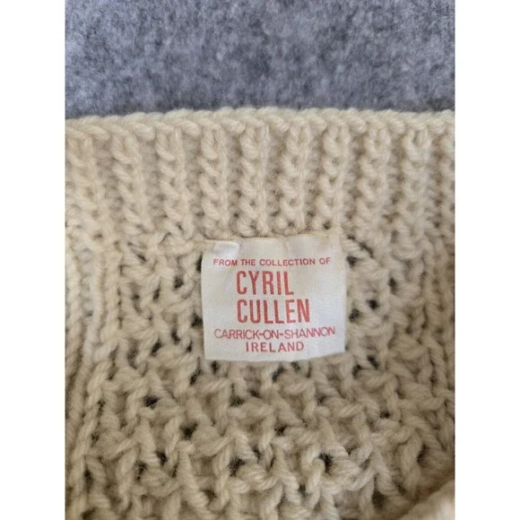 Vtg Cyril Cullen Original Irish 100% Wool Knit Fishermans Cardigan Sweater Large - Picture 13 of 13